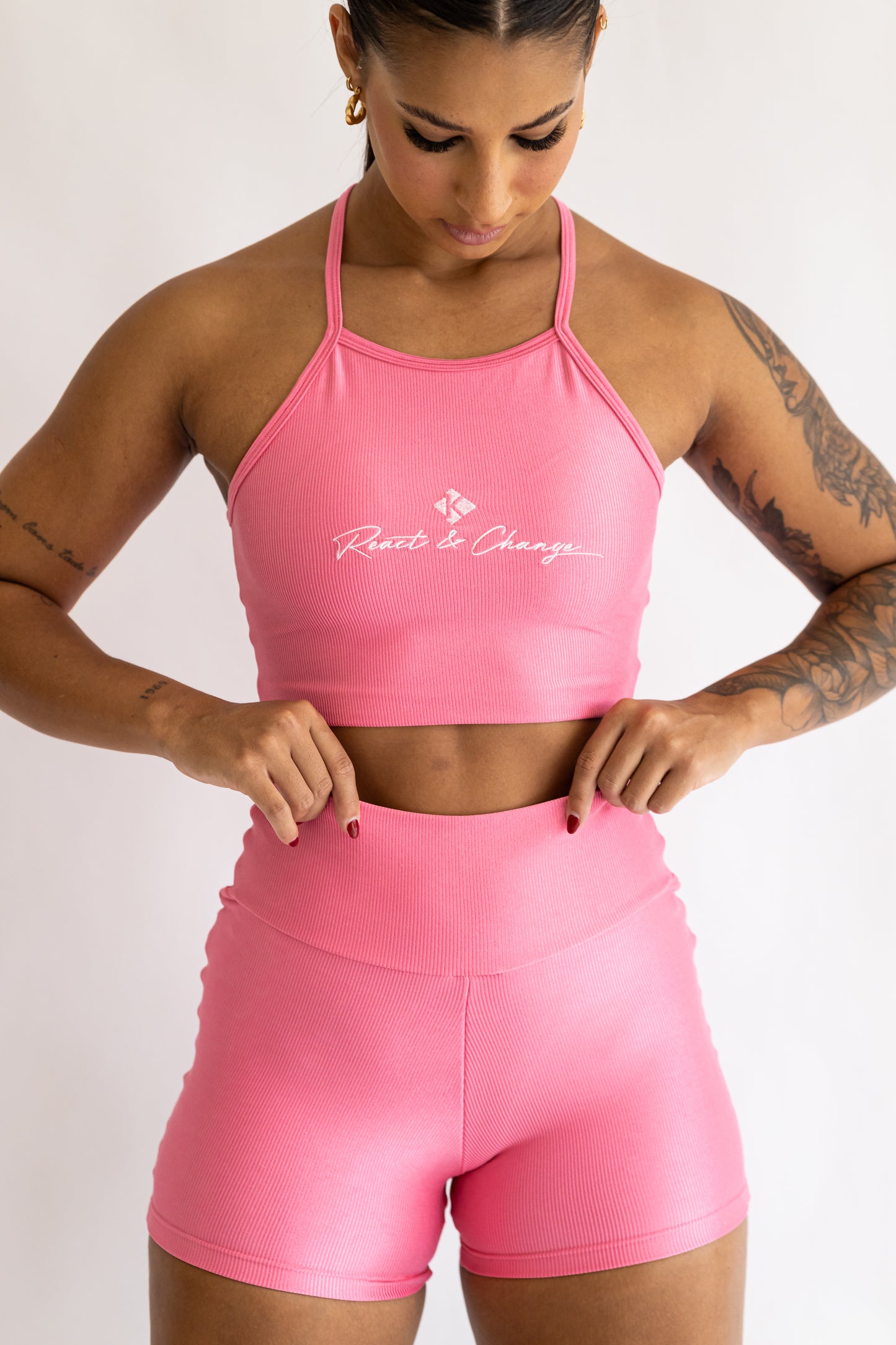 Cropped Canelado Rosa