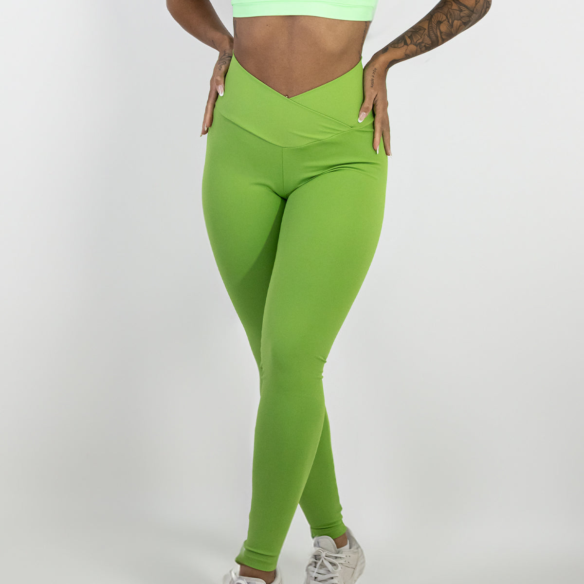 Calça Legging Blackout Cintura Transpassada Verde Abacate