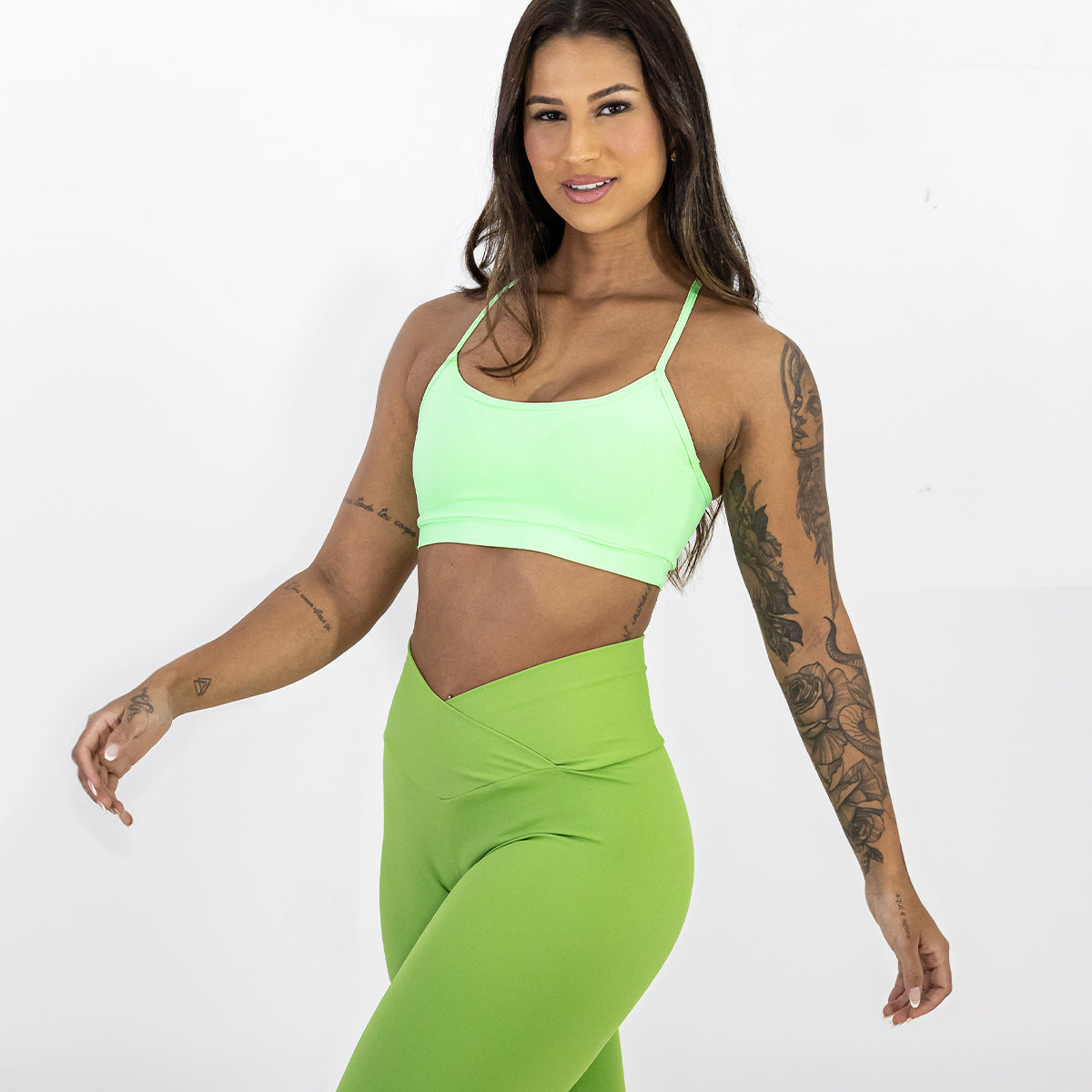 Calça Legging Blackout Cintura Transpassada Verde Abacate