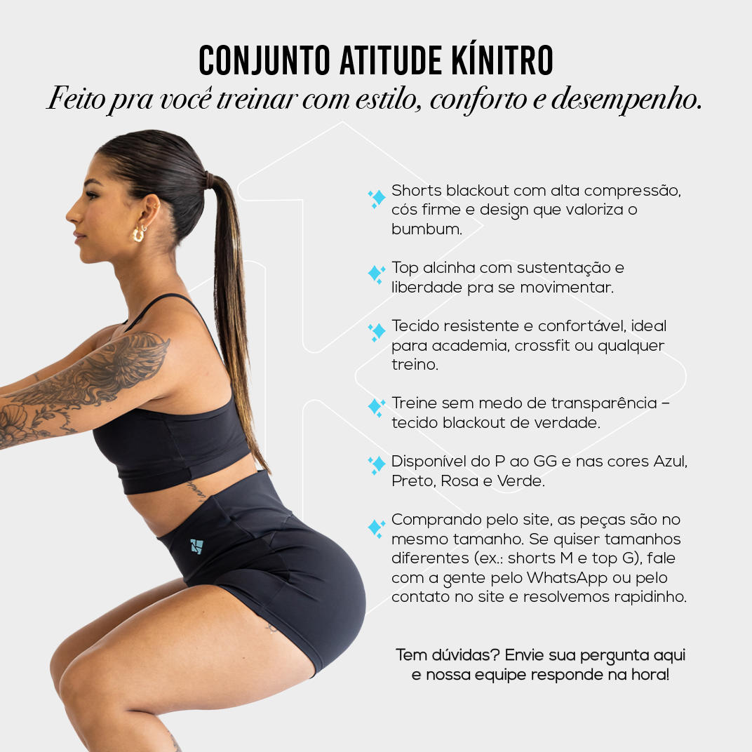 Conjunto Atitude Feminino – Short Blackout + Top Alcinha | Kínitro