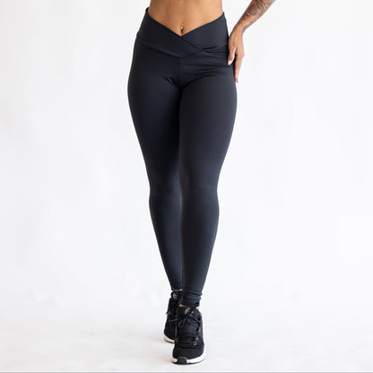 Calça Legging Blackout Cintura Transpassada Preta