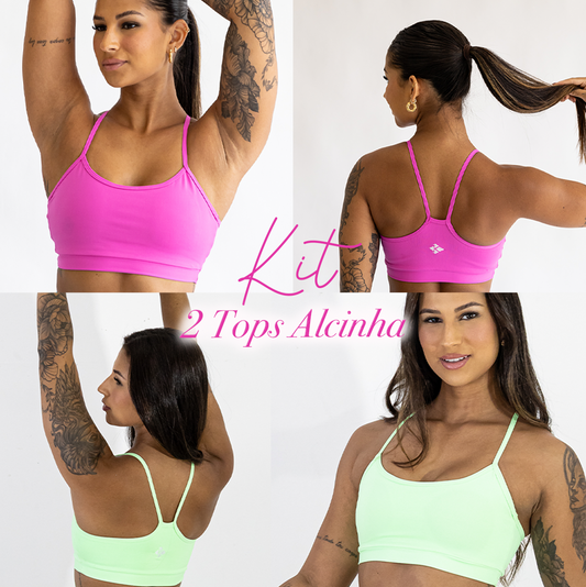 Kit 2 Tops Alcinha Rosa & Verde Paradise
