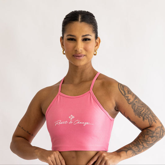 Cropped Canelado Rosa