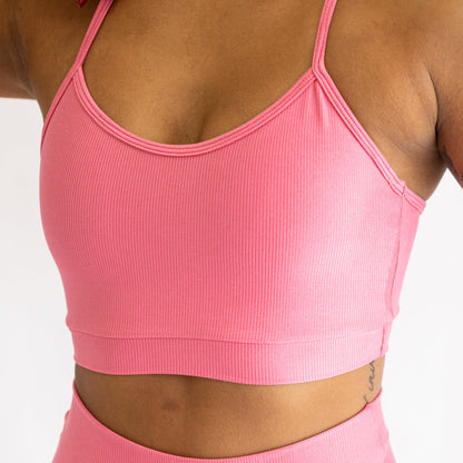Top Canelado Alcinha Rosa