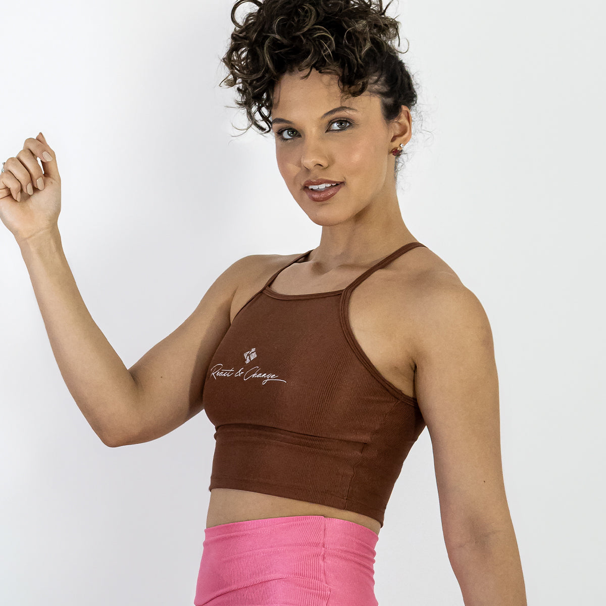 Cropped Canelado Marrom