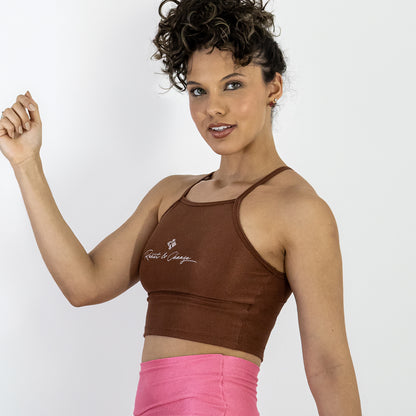 Cropped Canelado Marrom