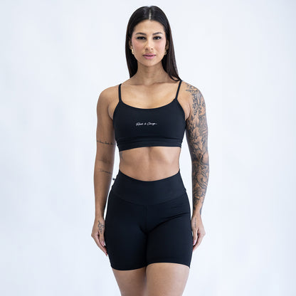 Conjunto Reaja e Mude - Shorts Blackout Meia Coxa + Top Alça Reta Fina | Kínitro