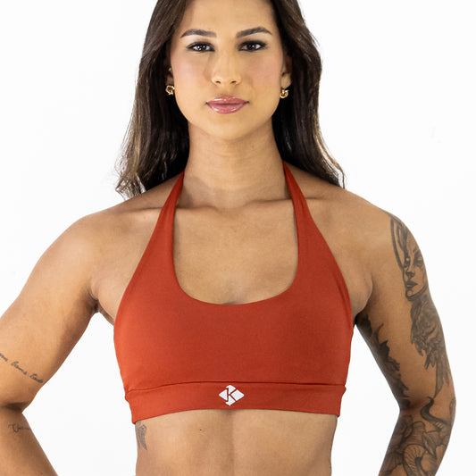 Top Open Blackout Frente Única Ocre Terracota